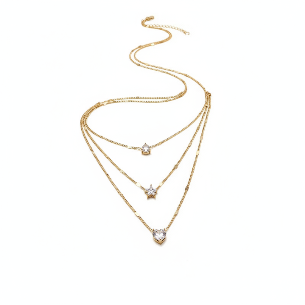 Trendy Zircon Pendant Necklace For Women Multilayer Chain Choker Fashion Female Party Shiny Jewelry Gift