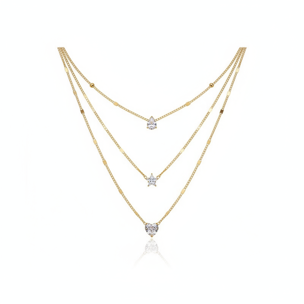 Trendy Zircon Pendant Necklace For Women Multilayer Chain Choker Fashion Female Party Shiny Jewelry Gift