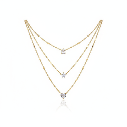 Trendy Zircon Pendant Necklace For Women Multilayer Chain Choker Fashion Female Party Shiny Jewelry Gift